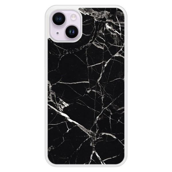 Coque i silikonförstärkt med tryck kompatibel med Apple iPhone 15 Plus Marmor Svart