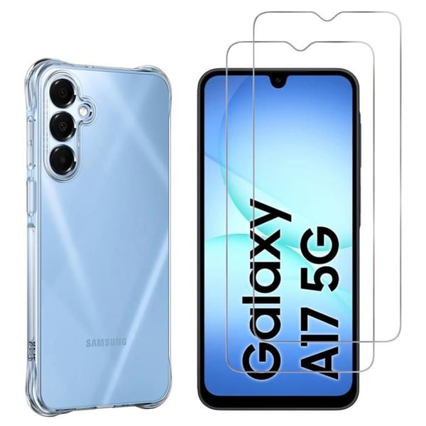 Stöttålig skal för Samsung Galaxy A17 5G och 2 härdade glas skärmskydd Phonillico®