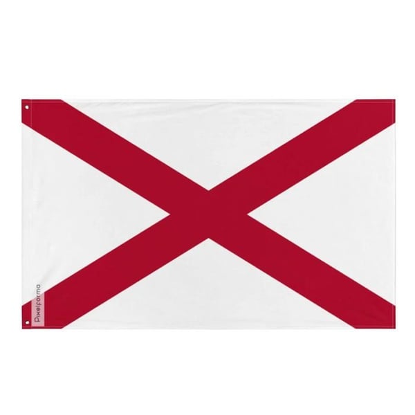 Alabamas flagga – 90 x 150 cm – Hållbar polyester – 2 Metallöglor – Inomhus / Utomhus – Pixelforma