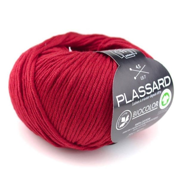 Plassard - Sommartråd att sticka BioColor Röd Vermiljon Col. 60 100% ekologisk bomull