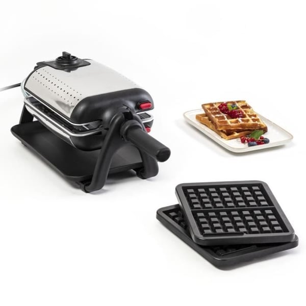 TEFAL Semi pro våffelbryggare, 1200 W, Justerbar termostat, Indikatorlampa, Fällbart roterande handtag, King Size WM756D12