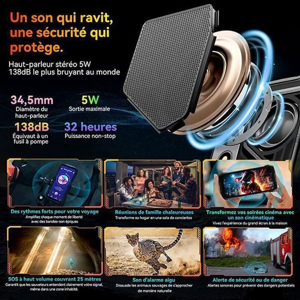 Robust Smartphone OSCAL PILOT 1 Oförstörbar Mobiltelefon, Skärm 6.67", 18Go+256Go(2To TF), 15000mAh 50MP+32MP, IP68/IP69K, NFC, GPS