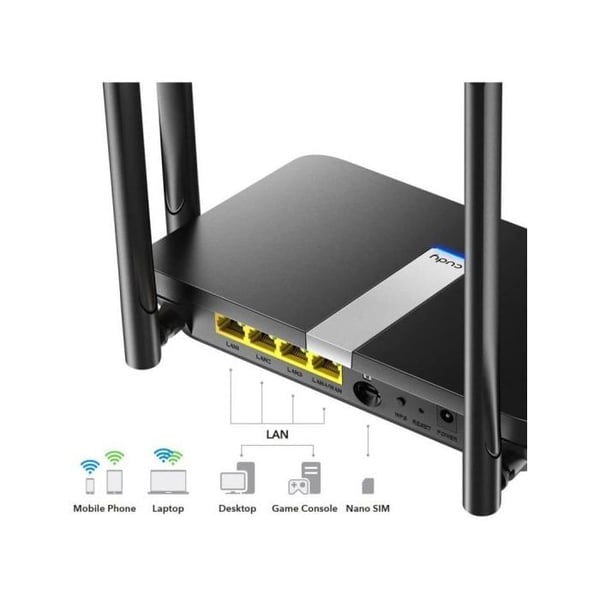 Wi-Fi-router med inbyggd LTE-modem - cudy LT500 - 5 GHz - 150 MBit/s - 1200 MBit/s