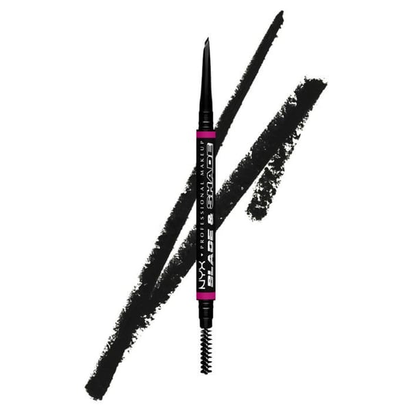 NYX Professional Makeup Blade & Shade, dubbel spets ögonbrynspenna, hållbarhet upp till 16 timmar, Svart