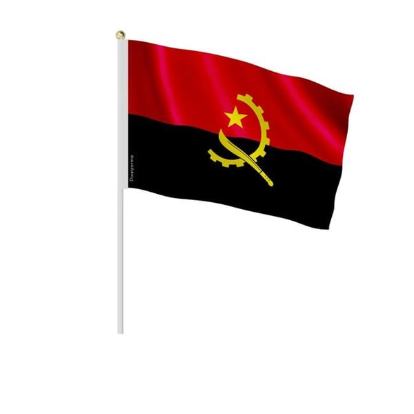Mini-flagge - Angola - 14 x 21 cm - Att hålla i handen - Polyester - 50 stycken - Pixelforma