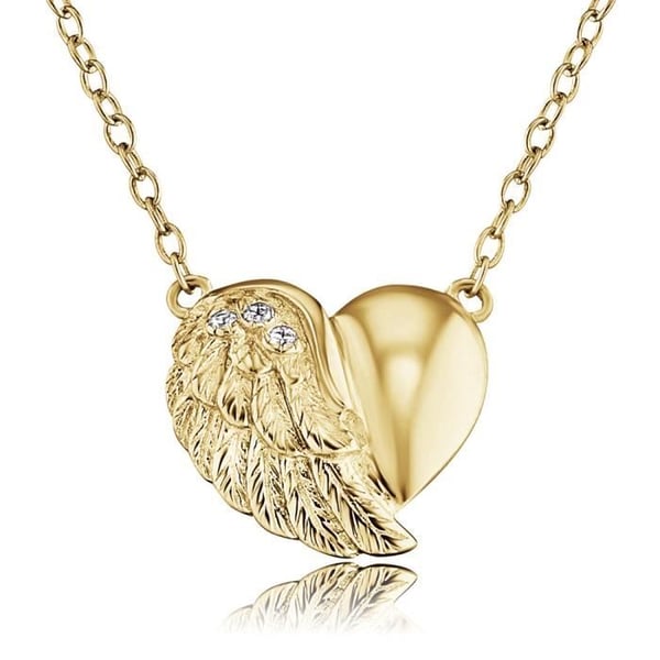 Collier - ENGELSRUFER - ERN-LILHEARTWING-G - Sterlingsilver 925 - Guldpläterad - Vita zirkoner