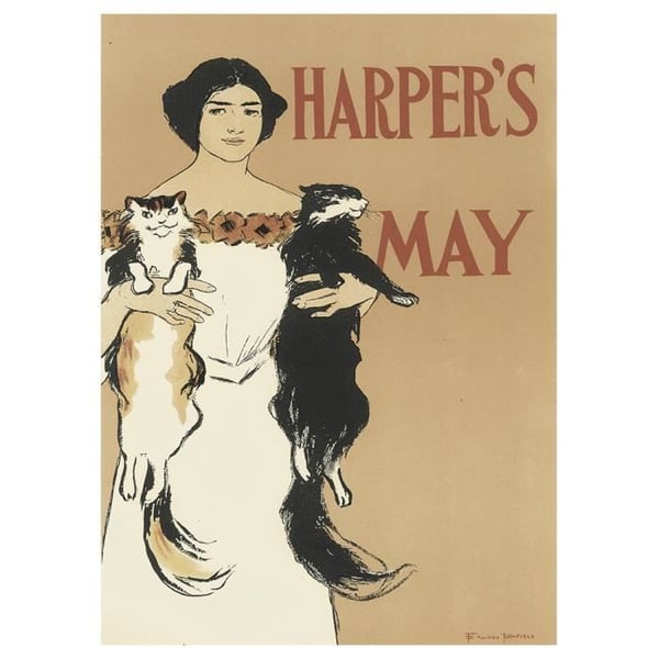Legendarte - Vintage konstnärlig affisch Harper'S maj 1897 - målning, tryck på duk cm. 50x70