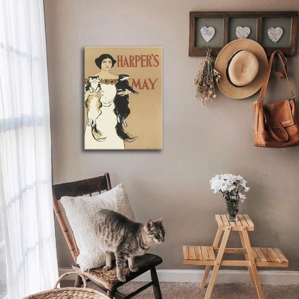 Legendarte - Vintage konstnärlig affisch Harper'S maj 1897 - målning, tryck på duk cm. 50x70
