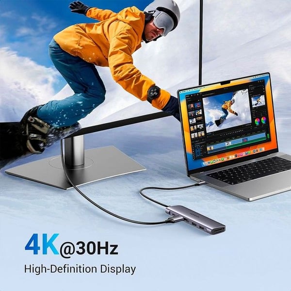 Dockingstation - UGREEN - 7-i-1 - USB-C til HDMI - 100W Power Delivery - Aluminium