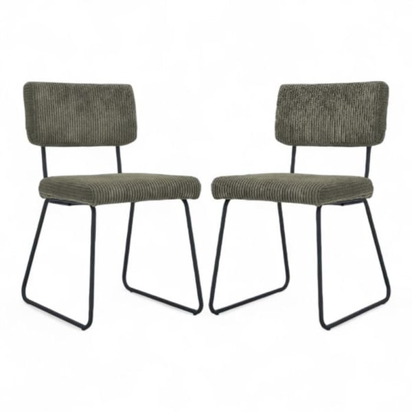 Set med 2 stolar Design MATYS i grönt ribbat sammet