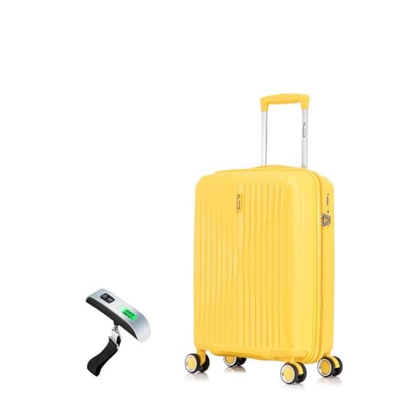 Kabinväska 55x35x25cm i Bruståligt Polypropylen | CELIMS SkyCruiser Väska | TSA-lås | 8 Svängbara Hjul 360 | Gul