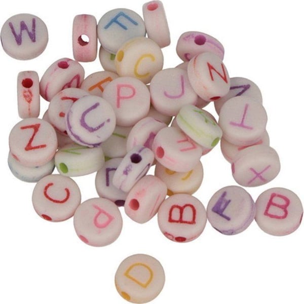 Perles Alfabet Rund - Flerfärgad - 6 mm - 300 stycken - Blandad - Idealisk för smycken och scrapbooking
