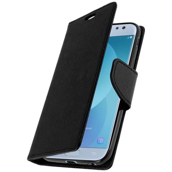 Skal - AVIZAR - Galaxy J3 2017 - Foliofodral för plånbok - Svart flipskydd - Handledsrem ingår