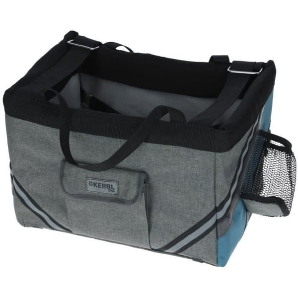 Cykelväska för hund och katt - KERBL - Semester - Grå/blå - 38x29x25 cm - Robust tyg