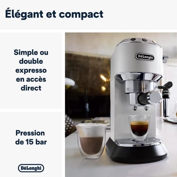 Manuel espressomaskine - De'Longhi - Dedica style - EC685.W - Hvid