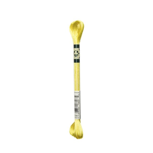 Låda med 6 trådar av satinbroderigarn DMC - Att 307 - citron