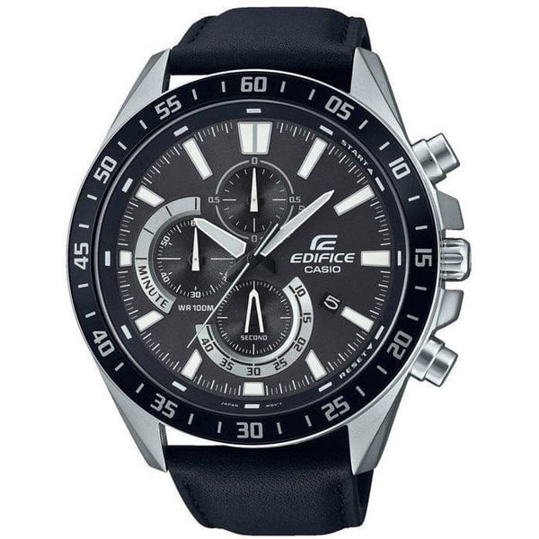 CASIO - Ur i ægte læder - EDIFICE - Sort