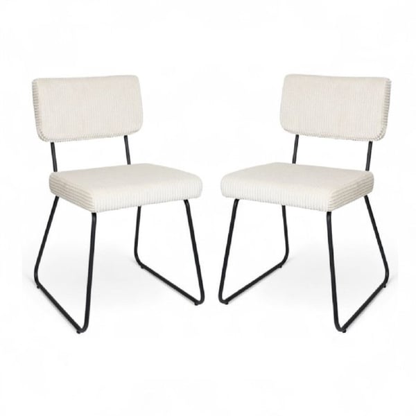 Set om 2 designstolar MATYS i ribbad sammet färg Beige