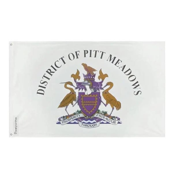 Pitt Meadows Flagga – 90 x 150 cm – Hårt Polyester – 2 Metallöglor – Inomhus / Utomhus – Pixelforma
