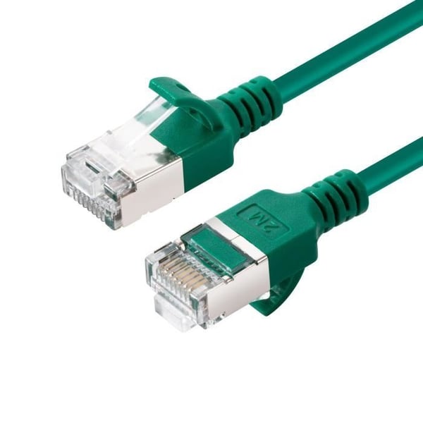 CAT6A U-FTP Slim-nätverkskabel - MICRO CONNECT - 0.25m - LSZH-skal - Grön färg