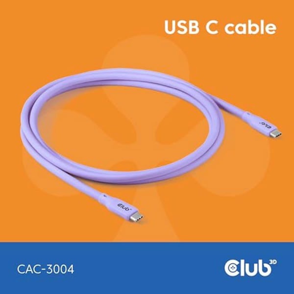 USB-kabel - CLUB3D - CAC-3004 - USB4 Gen 2x2 - 2 m - Lila