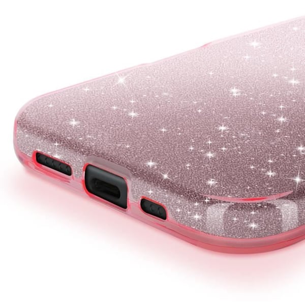 Glittrande skyddsfodral för iPhone 16 Pro, stöttålig, rosa