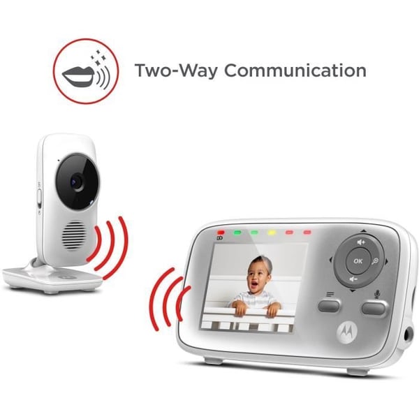 Videobabymonitor - MOTOROLA - VM483 - 2,8 - 300 m - Skärm - Infraröd - Vit