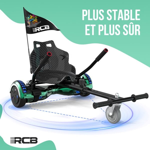 RCB Hoverkart Tilbehør til Selvbalance Gyropod - Justerbart Go-Kart Sæde (20kg Min-100kg Max) - Sort