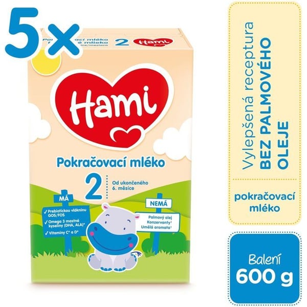 Hami 2 Fortsättningsmjölk 6m (5×600 g)