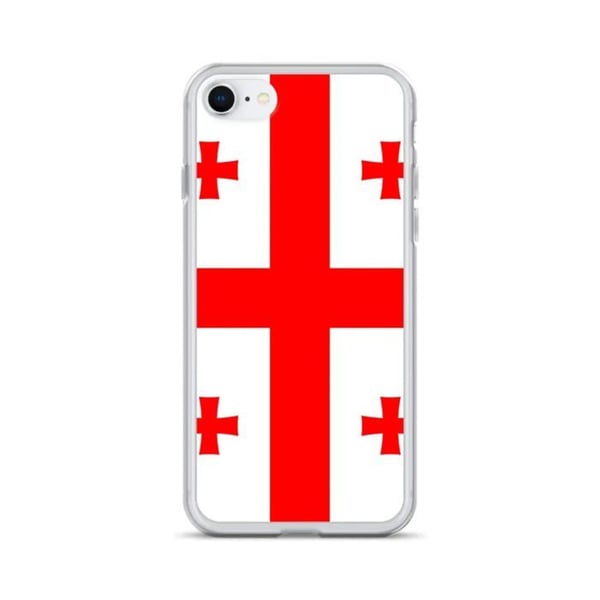Mobilväska – Georgiens flagga – Kompatibel med iPhone 8 Plus – Mjuk fodral – Slitstark och Stötsäker – Silikon – Pixelforma