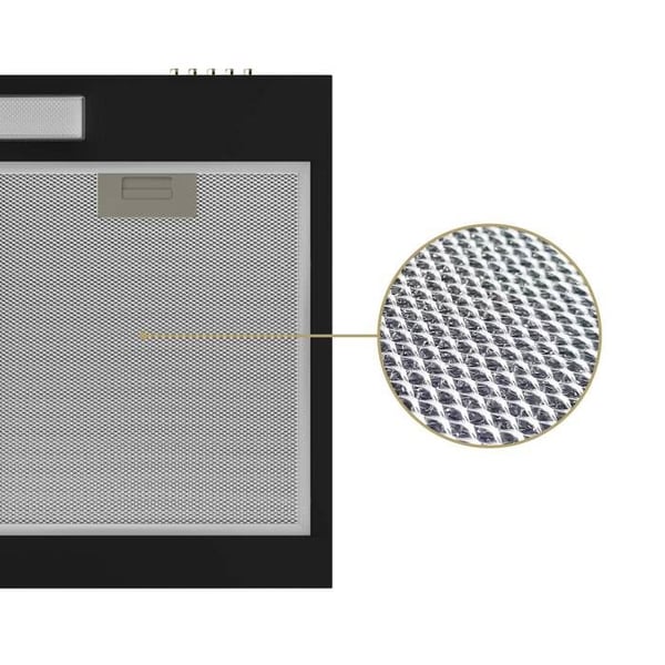 CIARRA Visirhuva 60 cm Klass A+ med kolfilter 3 hastigheter 220m³/h Återvinning och evakuering - Inbyggd huva - Svart