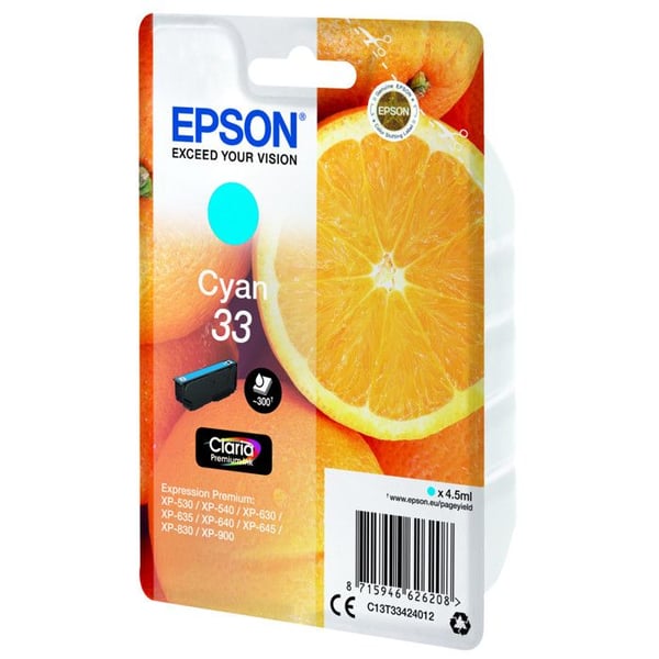 EPSON 33 bläckpatron - Cyan - 4,5 ml - för Expression Home och Premium