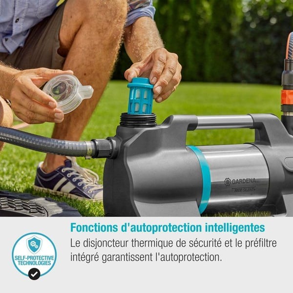Overflade vandpumpe - GARDENA - 5600 Silent+ - 900W - Maks. kapacitet 5600 l/h - 5 års garanti
