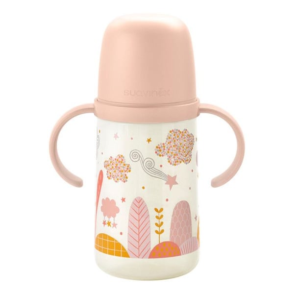 Nappflaska med anti-kolik silikonhandtag och pip 270 ml +6 månader