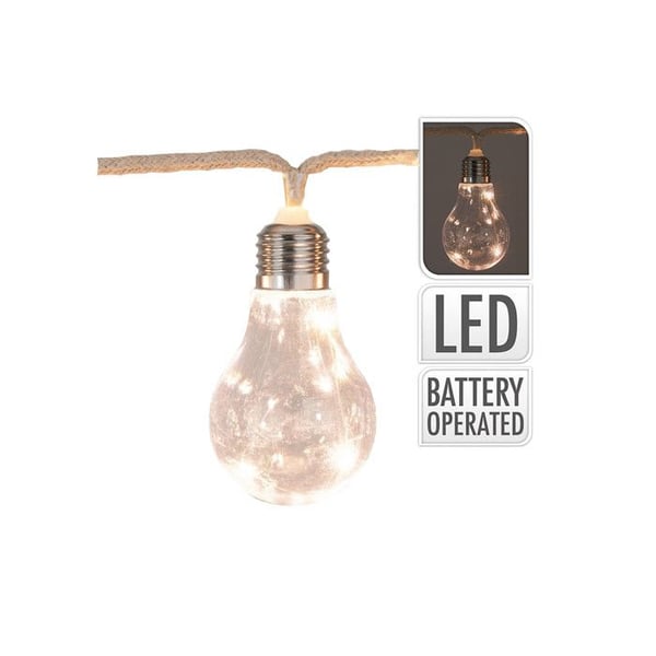 Batteridriven ljusslinga. 10 lampor med 3 LED 2,55m