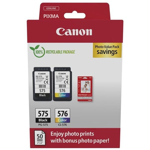 Bläckpatron - Canon - PG-575/CL-576 - Färg + Svart - Värdepaket - Fotopapper