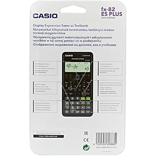 Casio FX-82ES Plus-2 vetenskaplig kalkylator - 252 funktioner - Svart