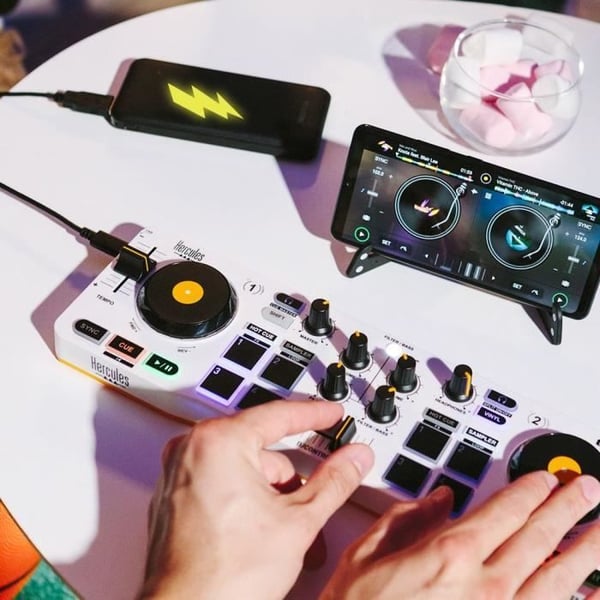 HERCULES DJ CONTROL MIX - Bluetooth DJ-controller til Smartphone (iOS og Android) - djay app - 2 kanaler