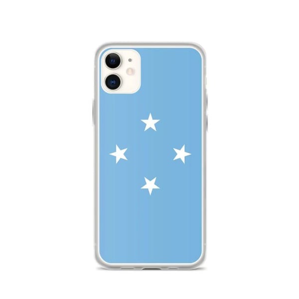Mobilskal – Mikronesien Flagga – Kompatibel med iPhone 11 – Mjuk Fodral – Slitstark och Stötabsorberande - Silikon - Pixelforma