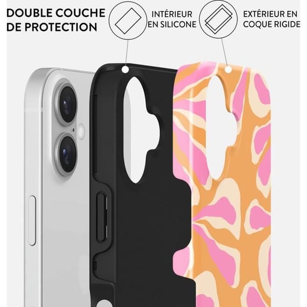 Coque för iPhone 16 - BURGA - Modell Aloha - Stötabsorberande - Kompatibel med MagSafe - Rosa