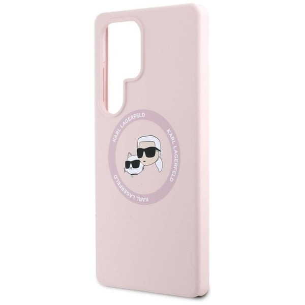 Coque Karl Lagerfeld Silikon Dubbelhuvud MagSafe för Samsung Galaxy S25 Ultra - Rosa