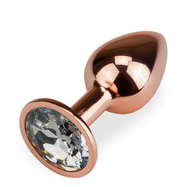 Plug metallisk analjuvel rosabud rosaguld storlek S 50g - Diamant