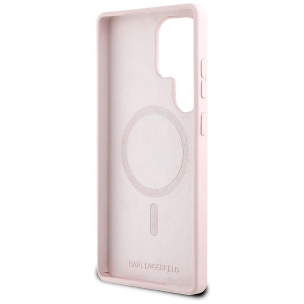 Coque Karl Lagerfeld Silikon Dubbelhuvud MagSafe för Samsung Galaxy S25 Ultra - Rosa