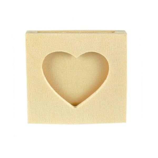 MégaCréa DIY - Mini träramar hjärtklipp 4,3 cm 4 stycken