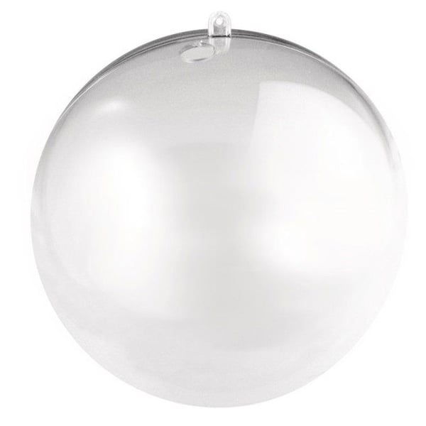 Plastkula, i 2 delar, 14cm ø, kristall, med 15mm hål för LED-girland