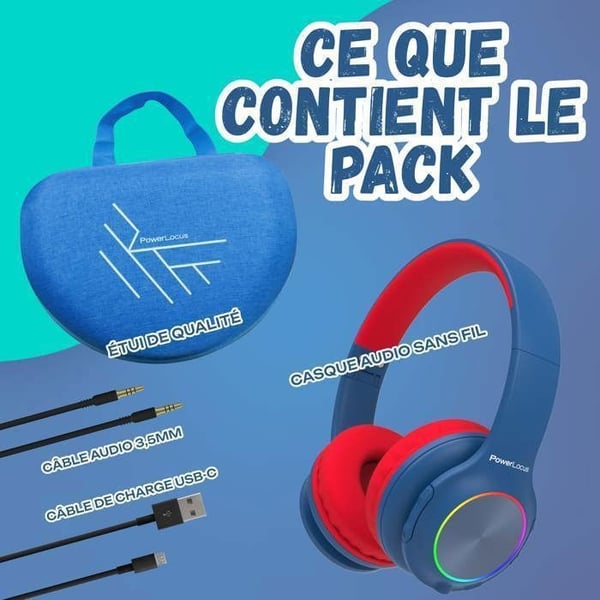 Bluetooth-hörlurar - PowerLocus - Pled - Röd - Fällbar - För Barn