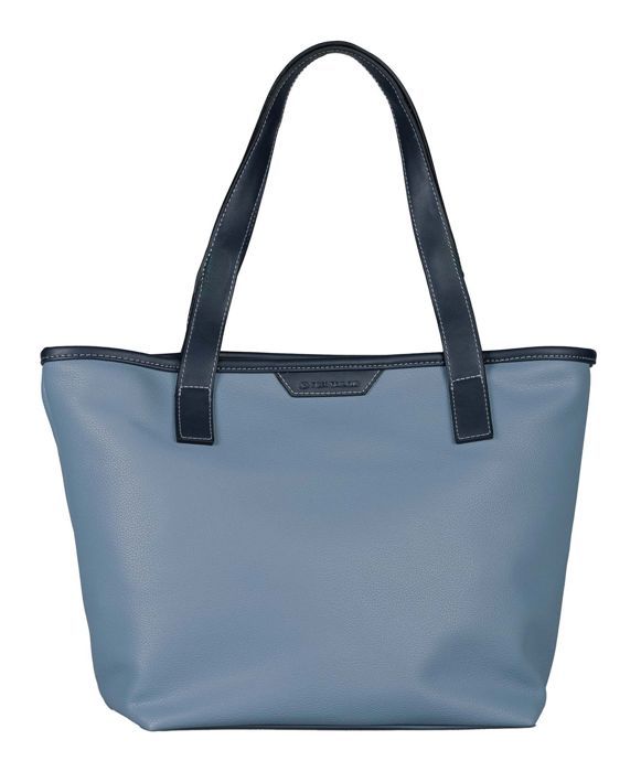 Axelväska - TOM TAILOR - Leora Zip Shopper L - Blå - Polyuretan - Dragkedja