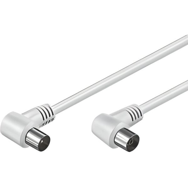 Antennkabel - Märke - Böjd han/hon 75 ohm vit - 2.5m