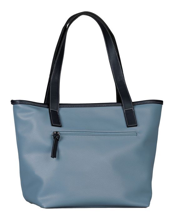 Axelväska - TOM TAILOR - Leora Zip Shopper L - Blå - Polyuretan - Dragkedja
