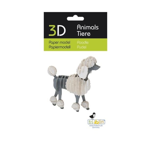 3D-pappermodell - FRIDOLIN - Pudel - Kartong - 9 x 9,5 x 4 cm - Från 8 år